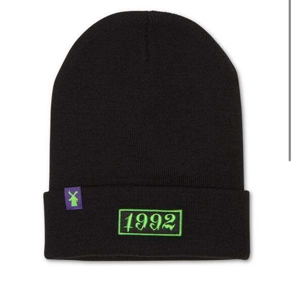 DUTCH BROTHERS Black 1992 y2k Knit Beanie Halloween Creepy Dutch Mafia nwot - Picture 1 of 6